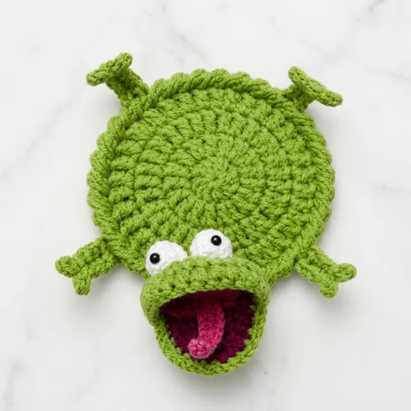 Grumpy Lizard Mug Coaster Amigurumi Crochet Pattern