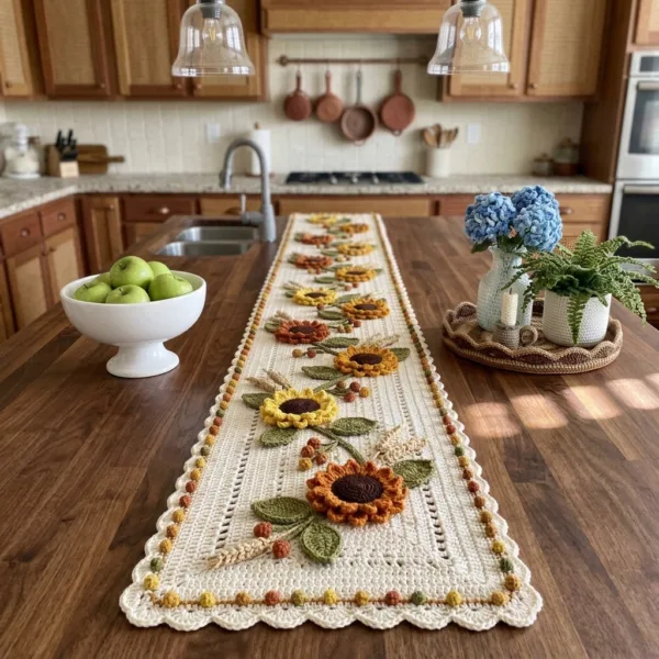 Sunflower Crochet Table Runner Pattern