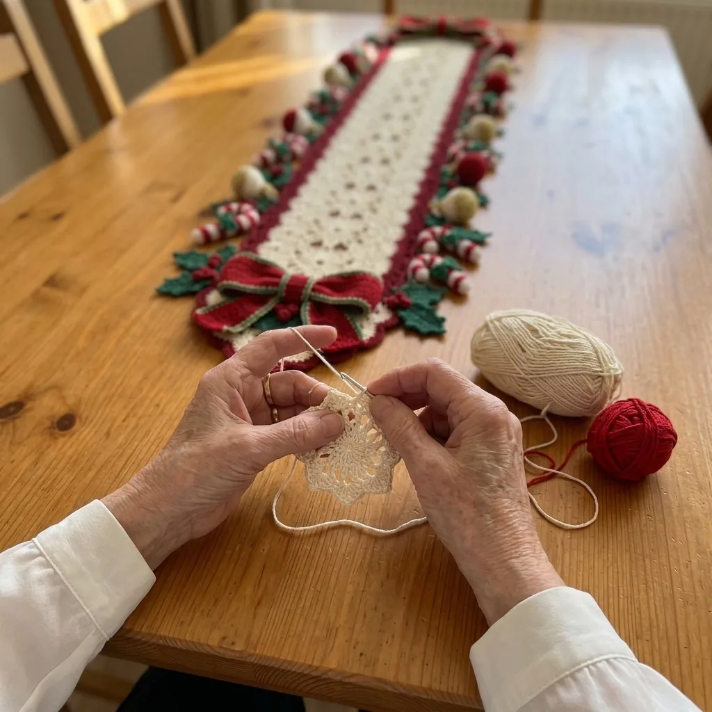 Christmas Candy Cane Table Runner Crochet Pattern