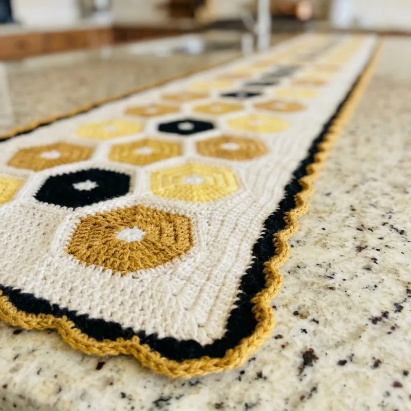 Golden Honeycomb Table Runner Crochet Pattern step detail