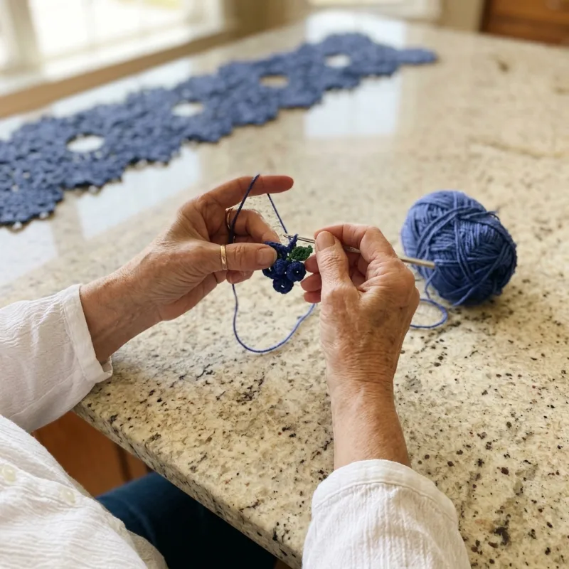Blueberry Bramble Table Runner Crochet Pattern step detail