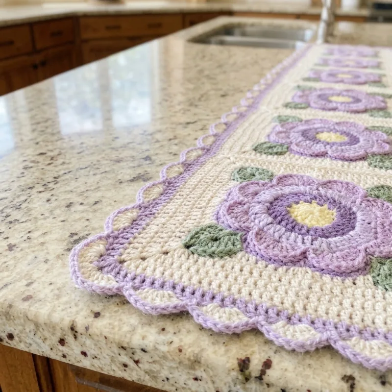 Lavender Field Table Runner Crochet Pattern step detail