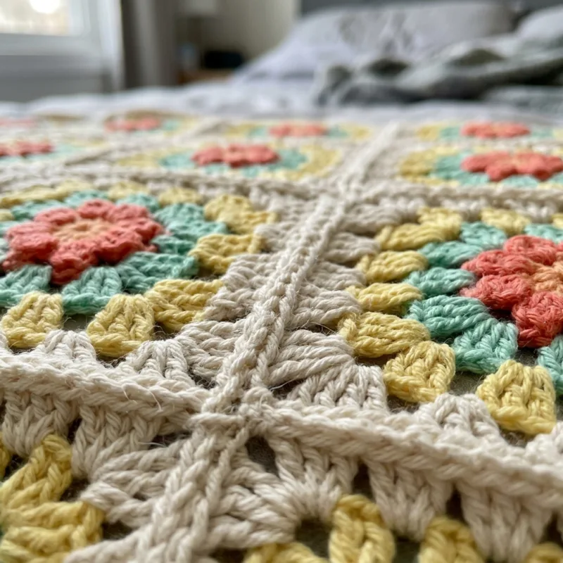Coral Garden Granny Square Bed Cover Crochet Pattern step detail