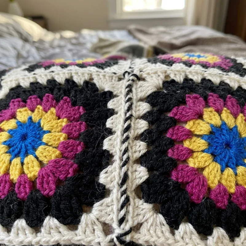 Electric Starburst Granny Square Bed Cover Crochet Pattern step detail