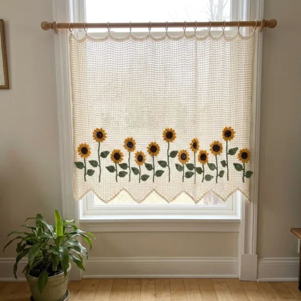 Sunflower Meadow Filet Curtain Panel Crochet Pattern