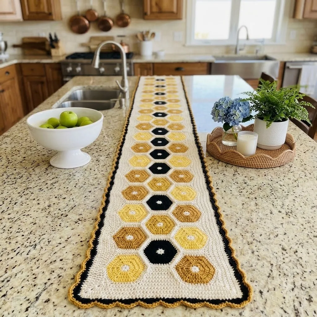 Golden Honeycomb Table Runner Crochet Pattern