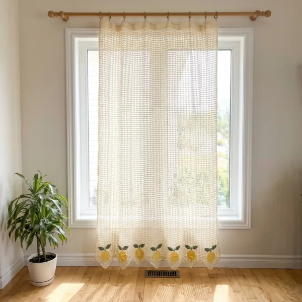 Lemon and Leaf Filet Curtain Panel Crochet Pattern