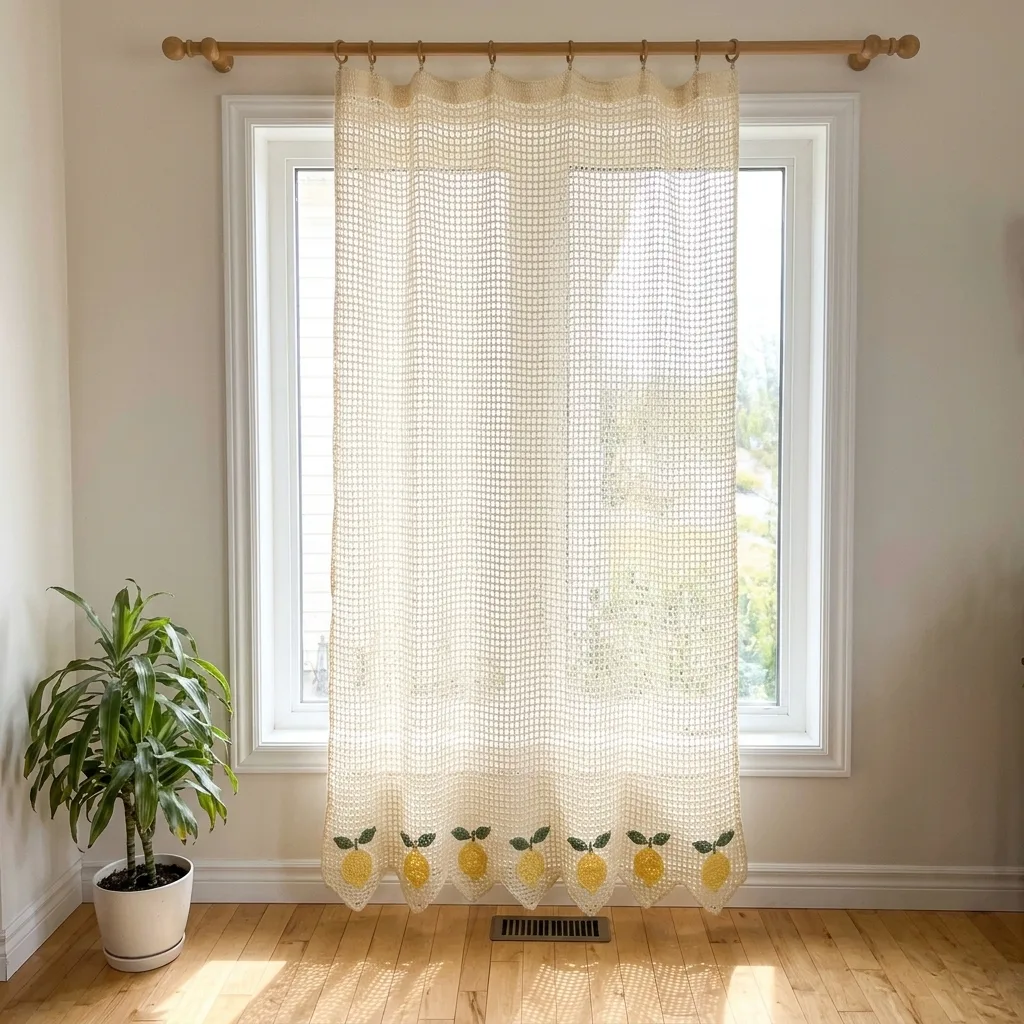 Lemon and Leaf Filet Curtain Panel Crochet Pattern