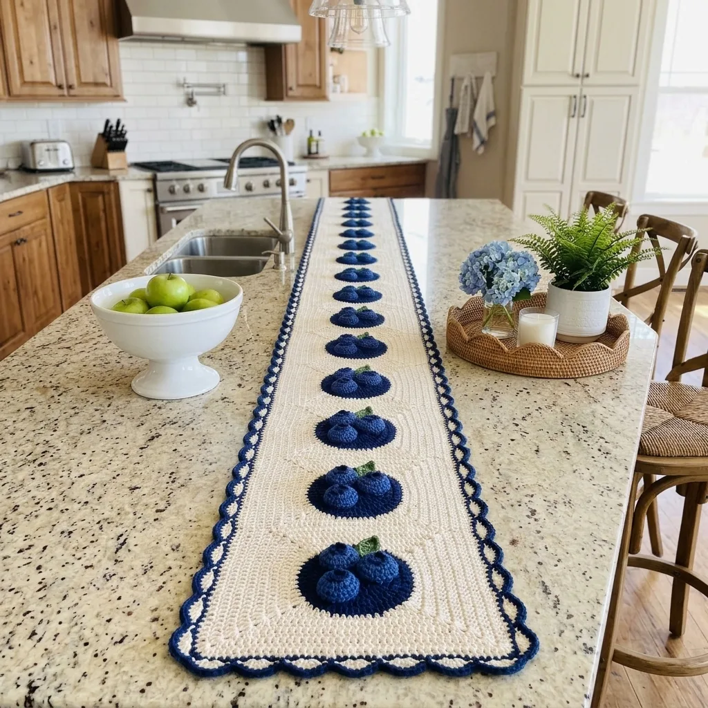 Blueberry Bramble Table Runner Crochet Pattern