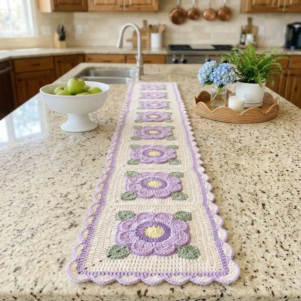 Lavender Field Table Runner Crochet Pattern