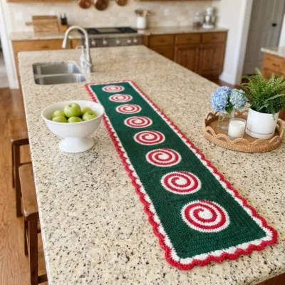 Peppermint Swirl Table Runner Crochet Pattern - finished amigurumi