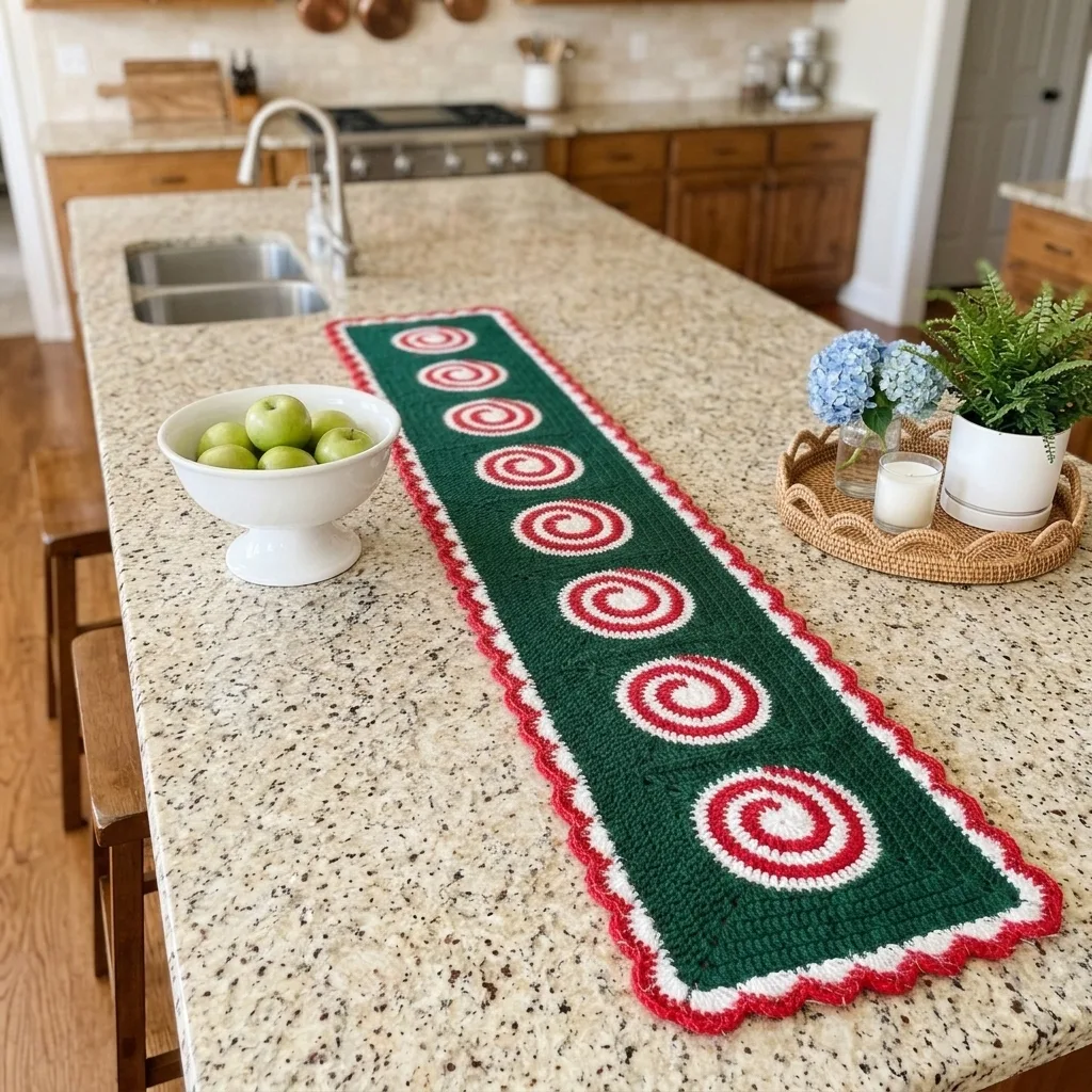 Peppermint Swirl Table Runner Crochet Pattern