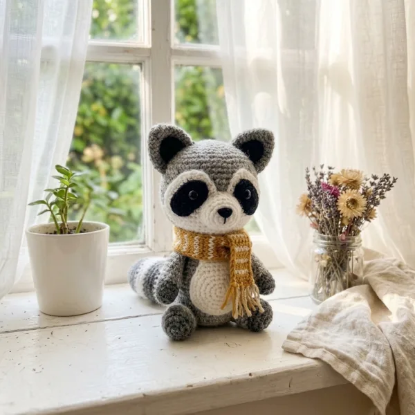 Cozy Raccoon in a Scarf Amigurumi Crochet Pattern