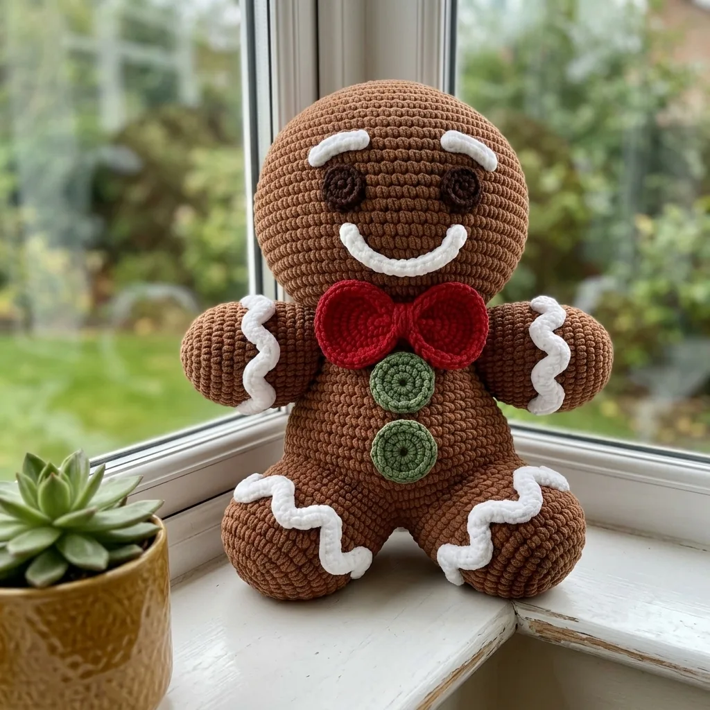 Gingerbread Man Pillow Amigurumi Crochet Pattern