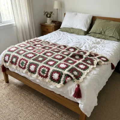 Christmas Snowflake Granny Square Bed Cover Crochet Pattern - finished amigurumi