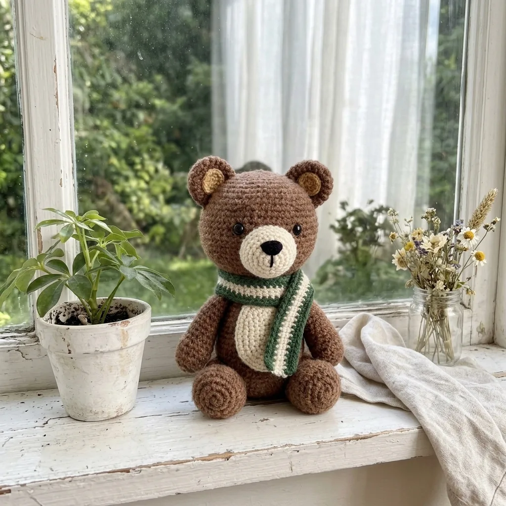 Cozy Bear in a Scarf Amigurumi Crochet Pattern