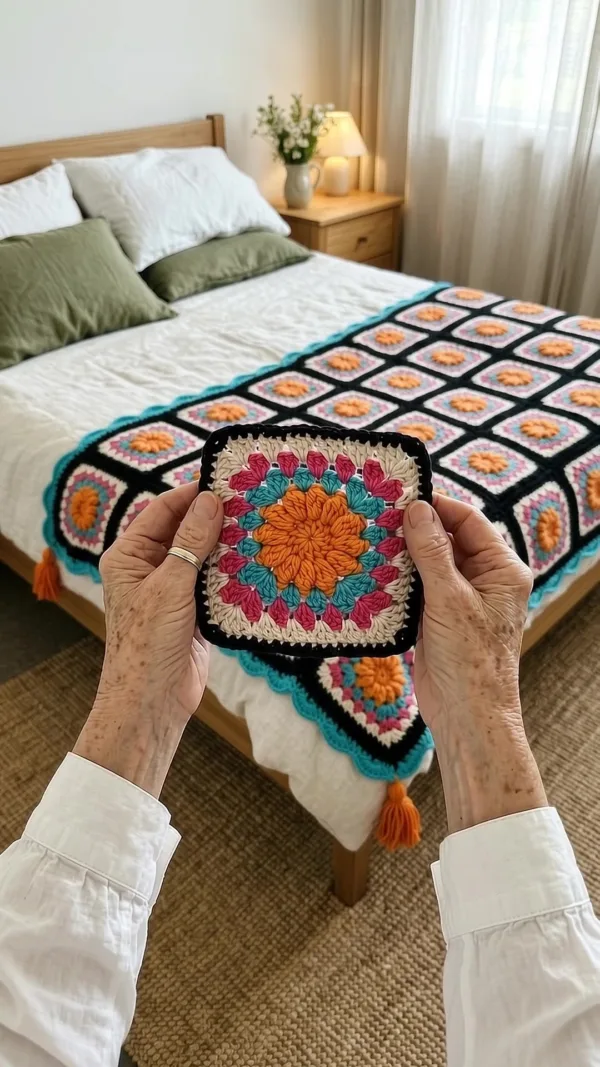 Tropical Burst Granny Square Bed Cover Crochet Pattern