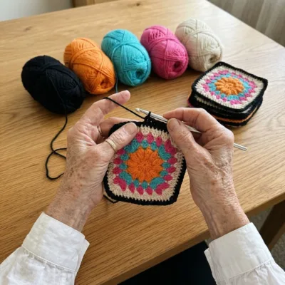 Tropical Burst Granny Square Bed Cover Crochet Pattern step 1 - construction progress