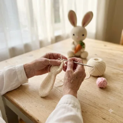 Little Bunny with Carrot Amigurumi Crochet Pattern step 1 - construction progress