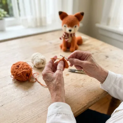 Cozy Fox in a Scarf Amigurumi Crochet Pattern step 1 - construction progress