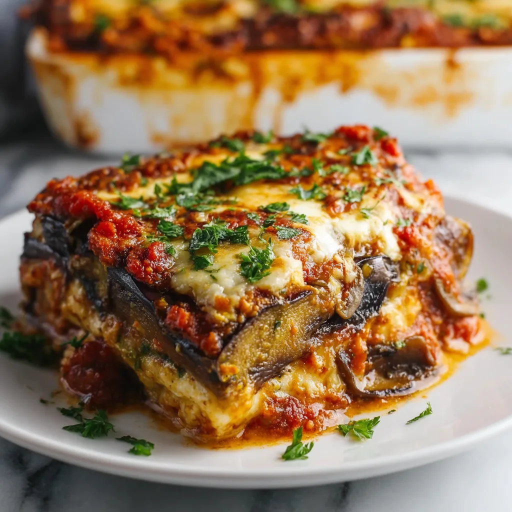 Roasted Eggplant & Mushroom Ricotta Bake