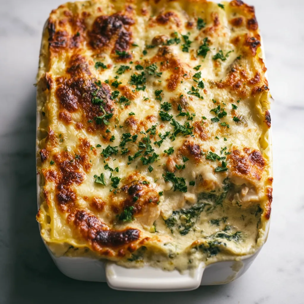 Creamy White Chicken & Spinach Lasagna