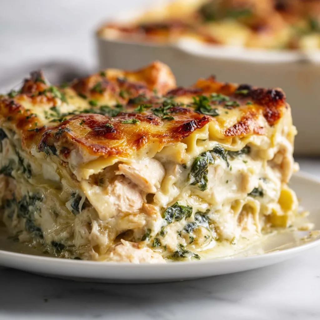 Creamy White Chicken & Spinach Lasagna