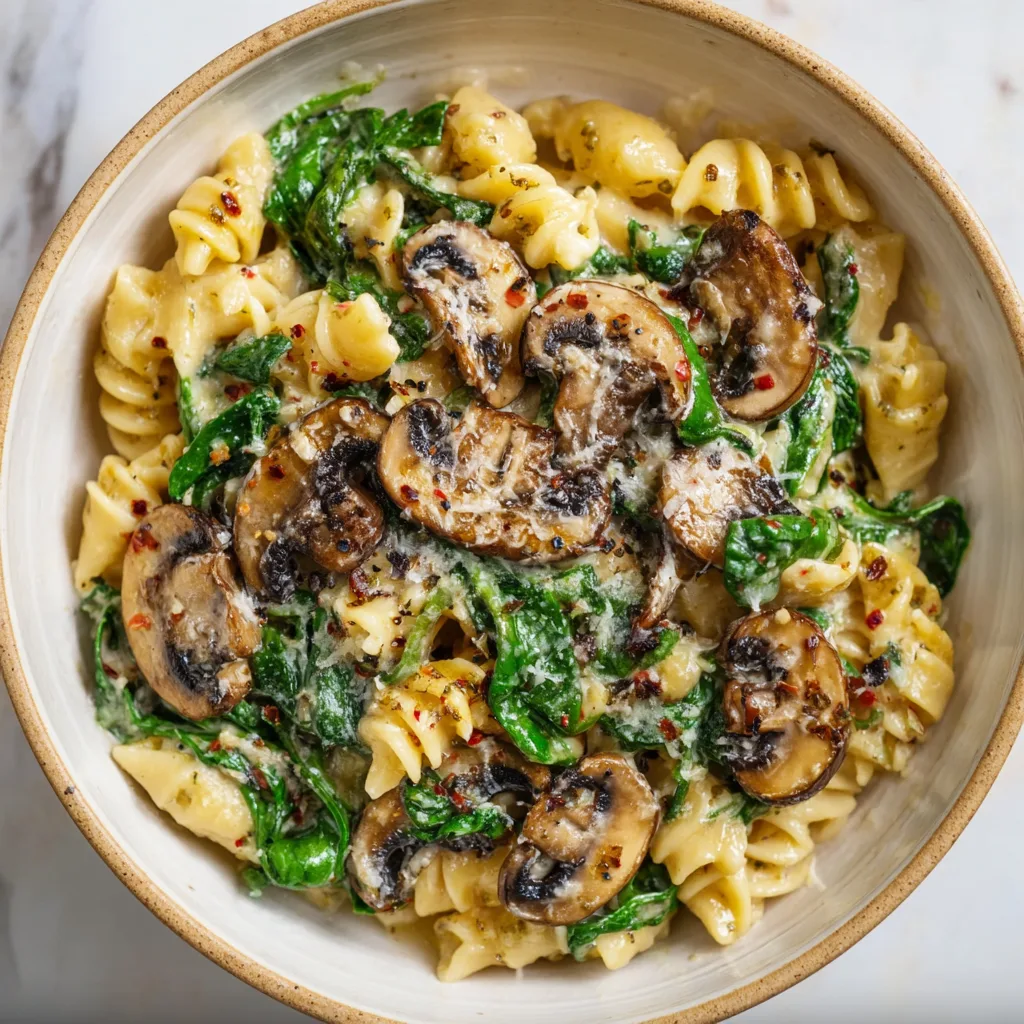 One-Pan Mushroom Spinach Parmesan Pasta