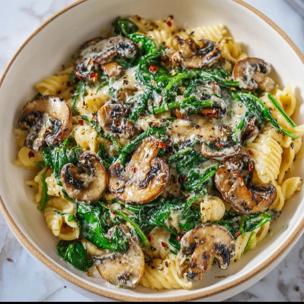 One-Pan Mushroom Spinach Parmesan Pasta