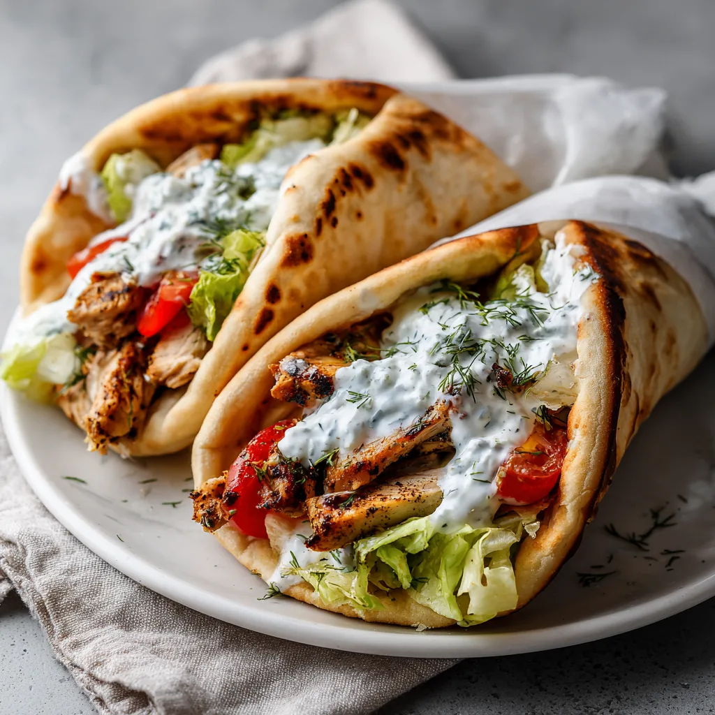 Lemon-Oregano Chicken Gyros with Feta Tzatziki