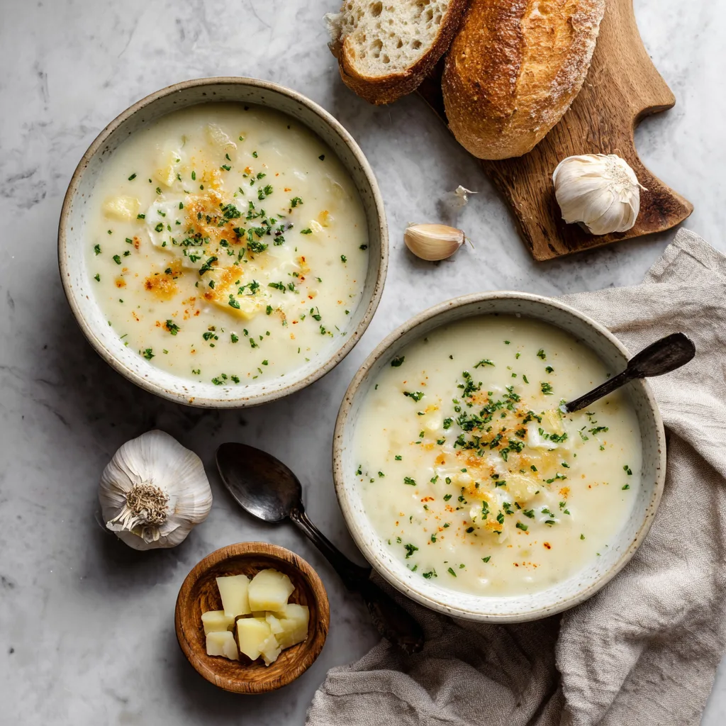 Velvety Garlic & Potato Soup
