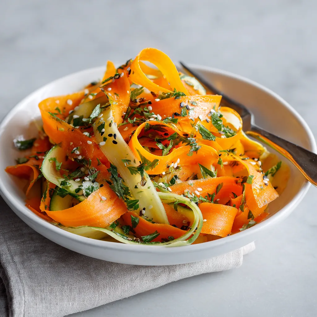 Sesame Carrot & Cucumber Ribbon Salad