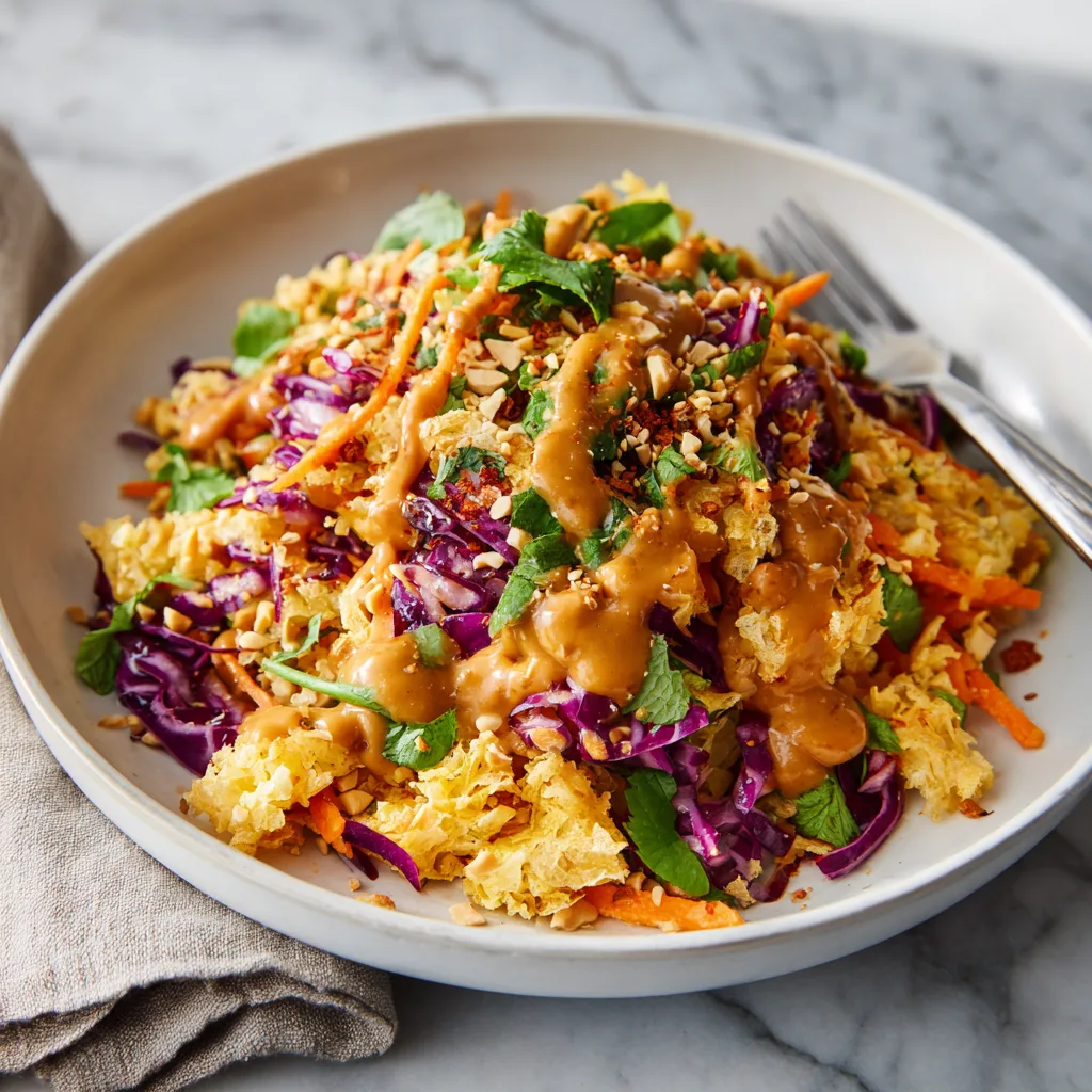 Crispy Rice Crunch Salad with Spicy Peanut Dressing