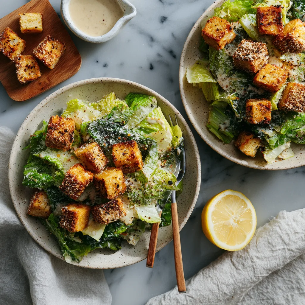Crunchy Tofu Caesar Salad